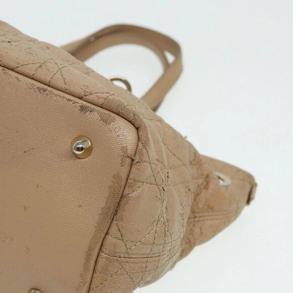 Christian Dior Lady Dior Canage Hand Bag Coated Canvas Cream Vanilla Auth yb647 - Picture 9 of 15